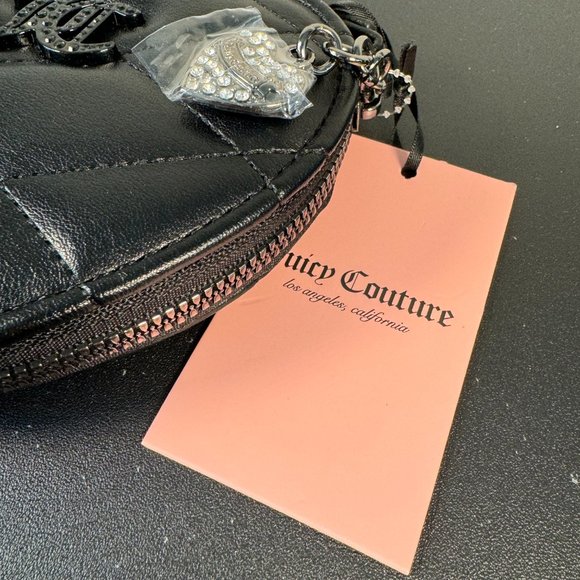 Juicy Couture Black Liquorice Faux Leather Heart Zip Around Purse Wallet - NWT - Picture 4 of 8